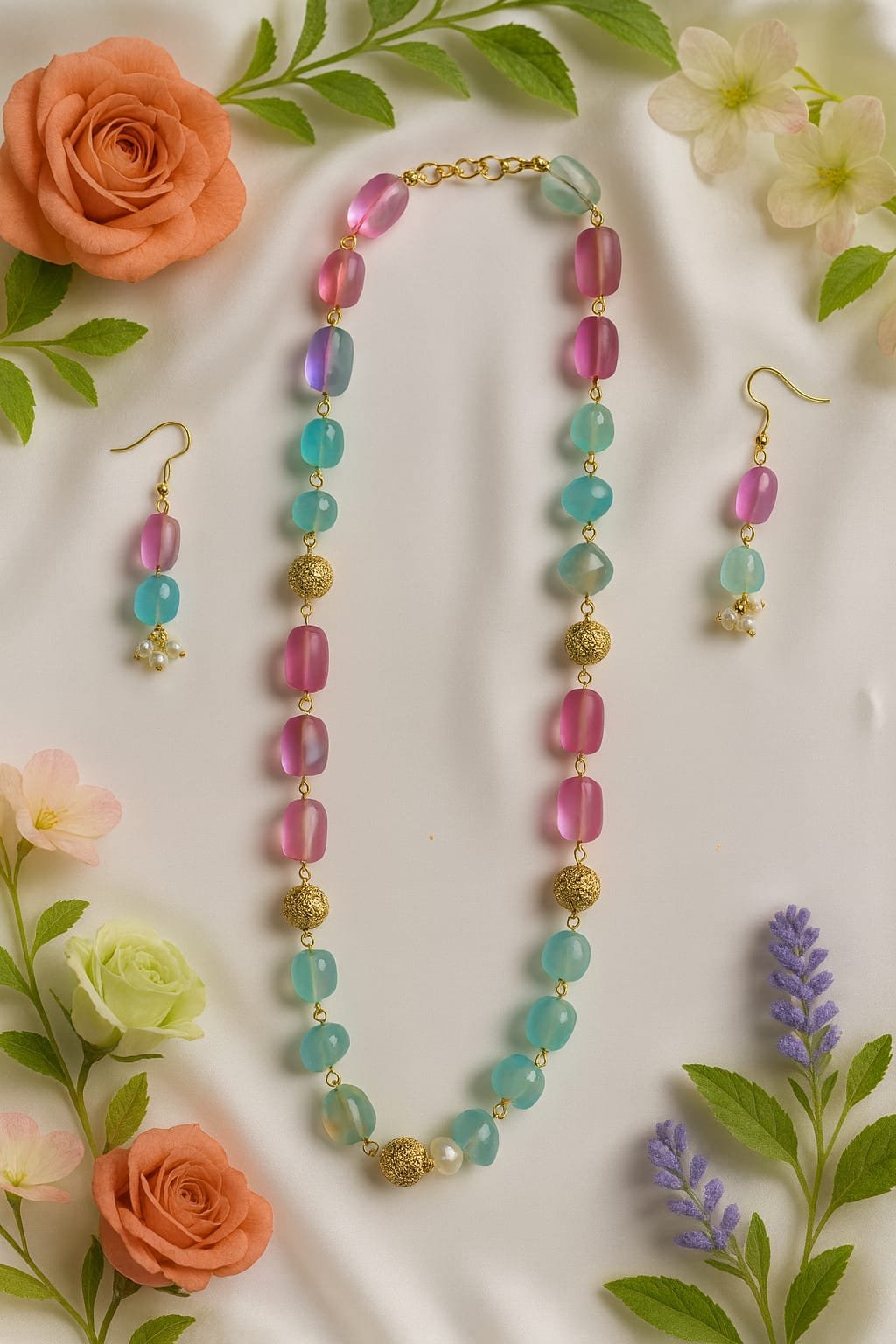 Multicolour Beaded Necklace & Earring Set – Handmade Fashion Jewellery for Women designed Isabel Jewels