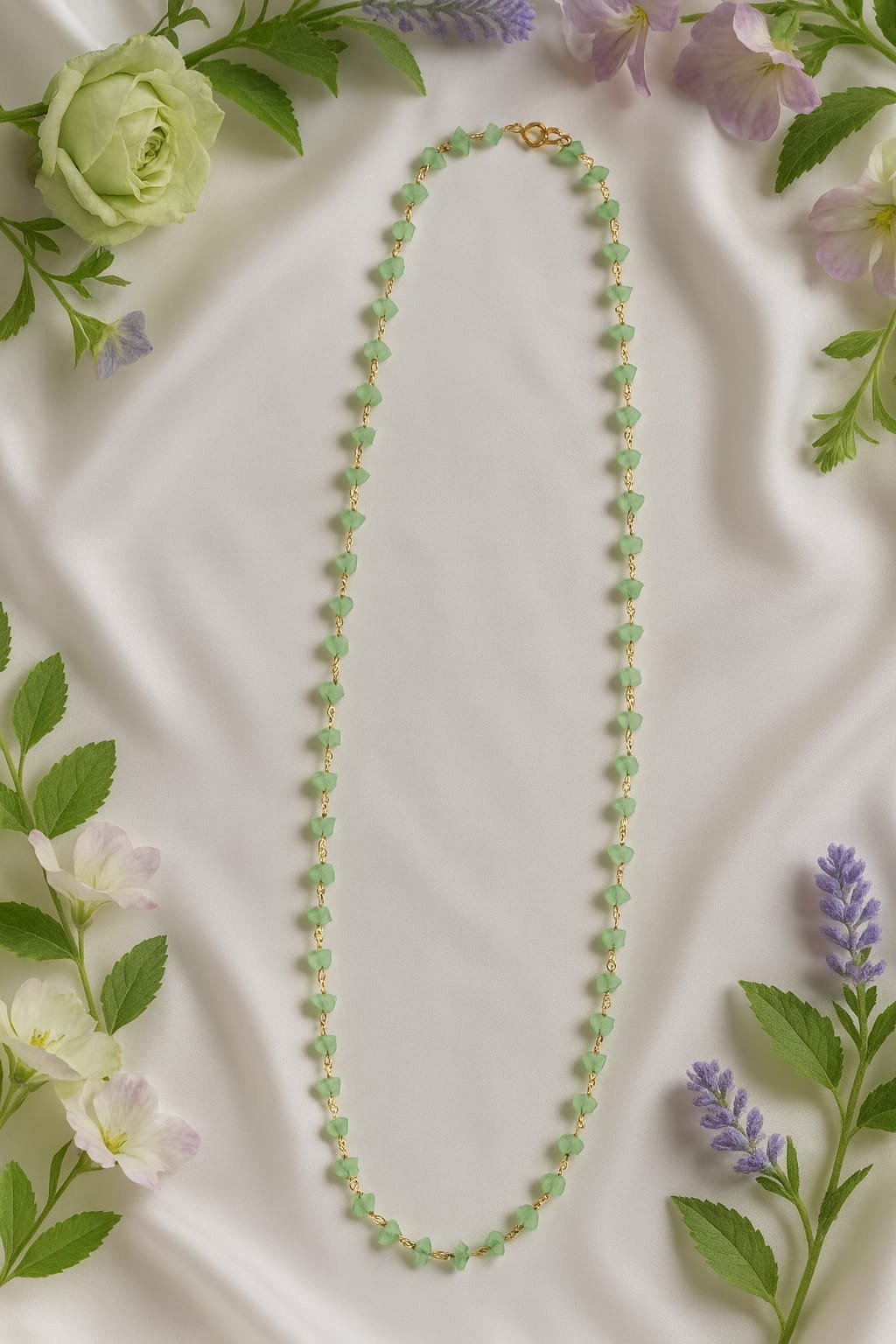 Elegant Green Beaded Necklace – Handmade Minimalist Jewellery for Women designed Isabel Jewels