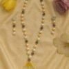 Pearl Beaded Necklace Set with Yellow Tassel – Elegant Handmade Jewellery for Women Designed Isabel Jewels
