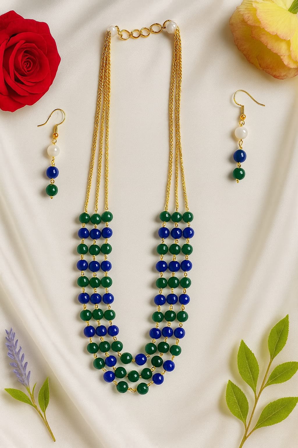 Royal Duo Bead Necklace Set designed by Isabel Jewels