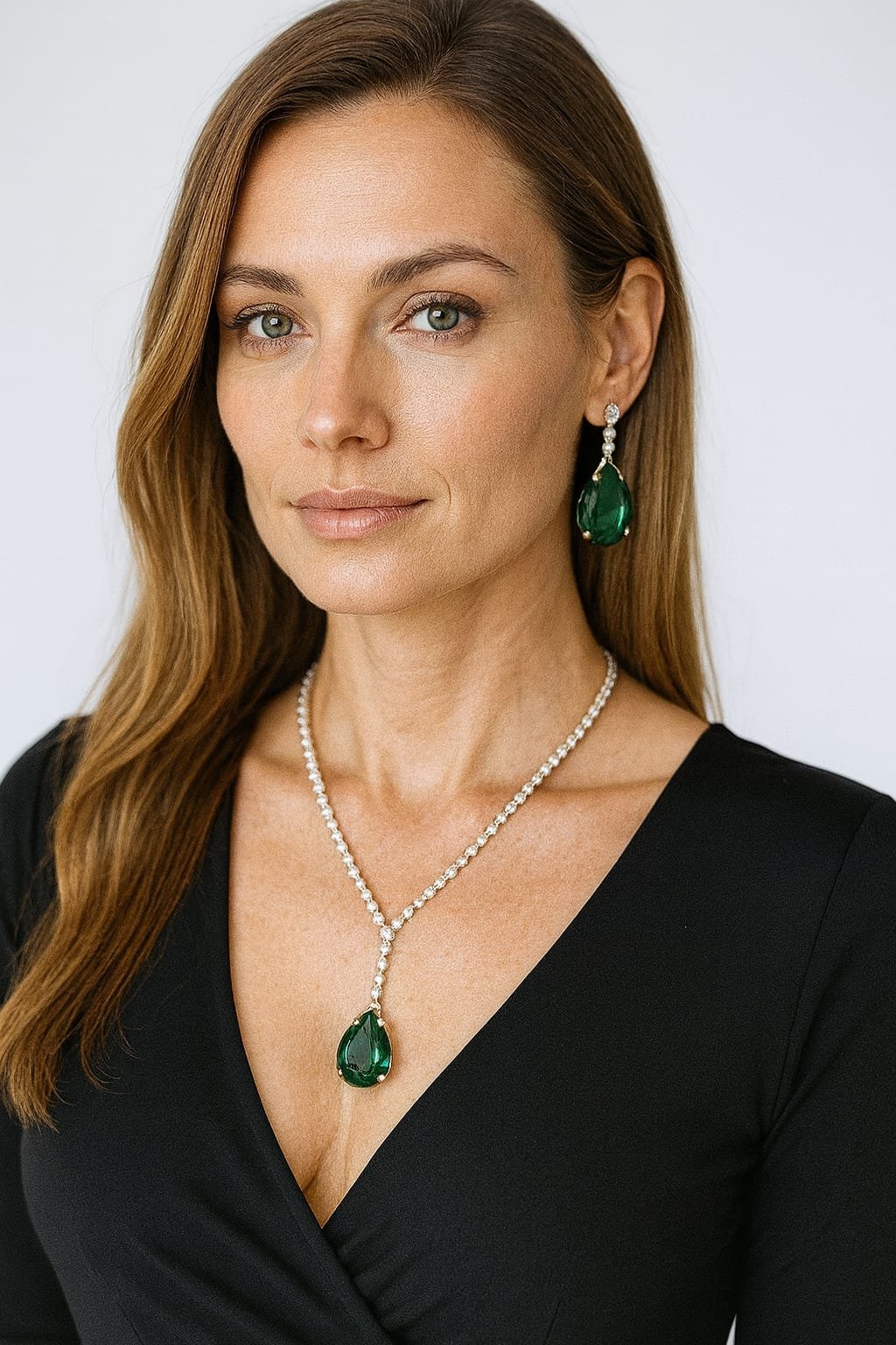 Green Crystal Drop Necklace Set – Trending Party Wear Jewellery for Women designed Isabel Jewels