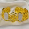 Gold Textured Cuff Bracelet – Designer Women’s Statement Bangle Designed Isabel jewels