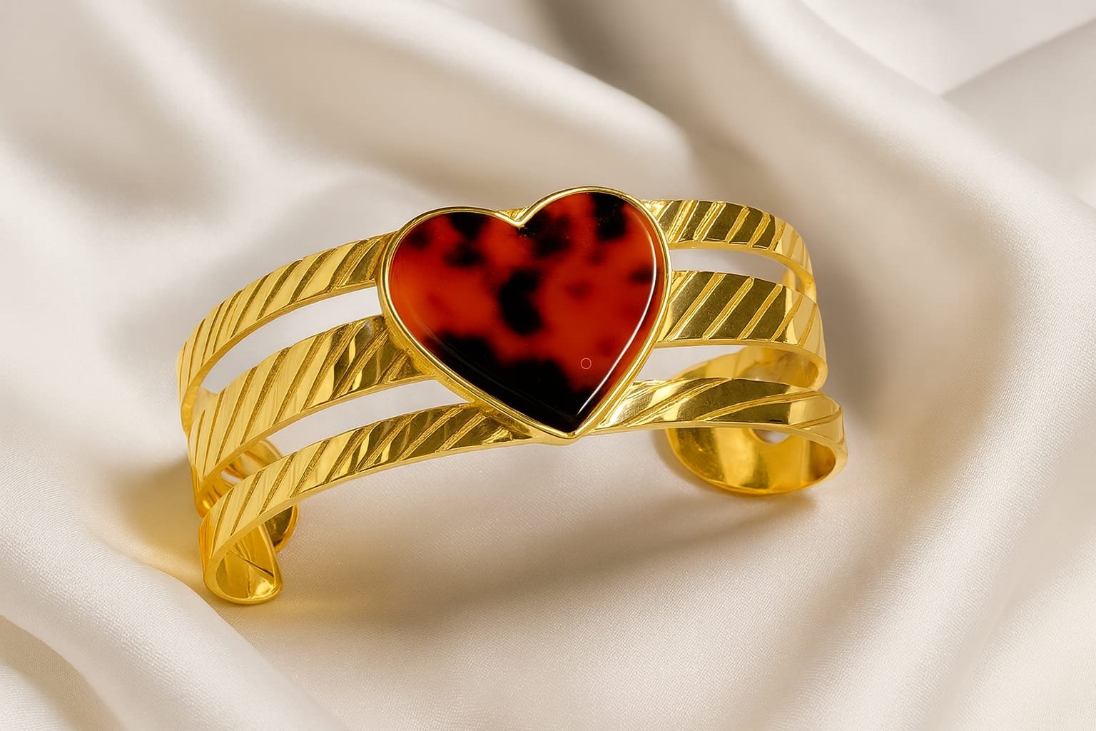 Gold Heart Cuff Bracelet – Trendy Women’s Fashion Statement Bangles Designed Isabel Jewels