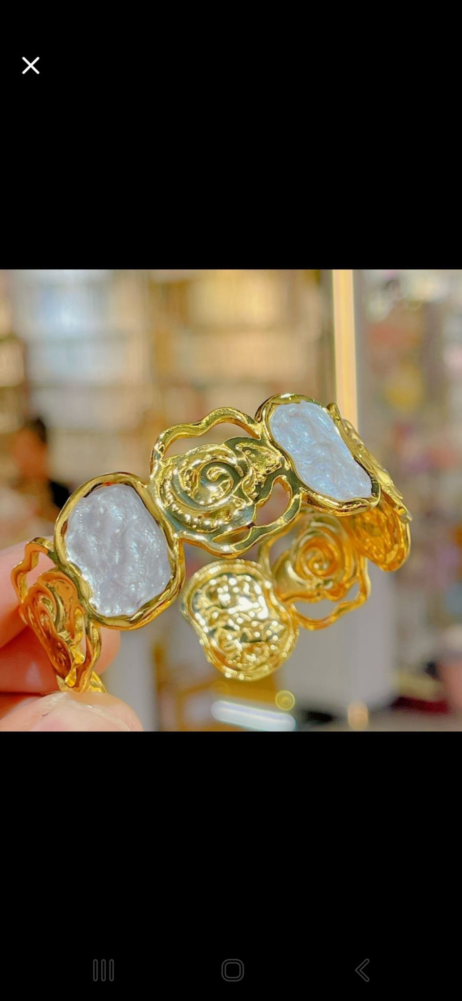 Gold Textured Cuff Bracelet – Designer Women’s Statement Bangle Designed Isabel jewels - Image 2