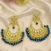 Blue Beaded Kundan Chandelier Earrings – Bridal & Party Wear  designed Isabel jewels