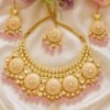 Pink Kundan Bridal Necklace Set – Premium Pastel Choker with Earrings & Maang Tikka  designed Isabel jewels
