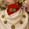 Gold-Plated Green Stone Floral Necklace Set – Kundan Bridal & Party Wear Jewellery designed Isabel jewels