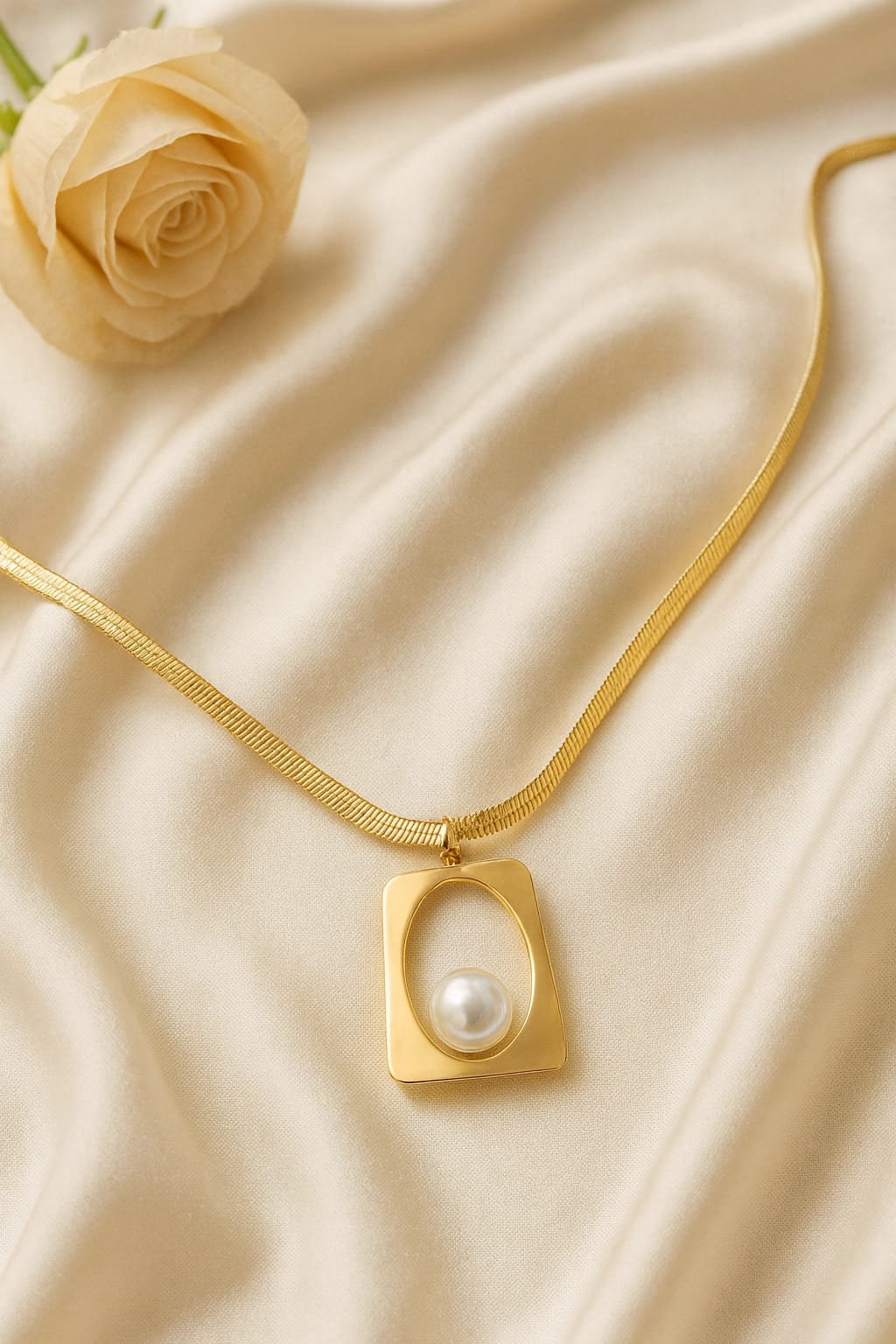 Elegant Gold Pearl Pendant Necklace – Trending Minimalist Jewellery designed Isabel Jewels