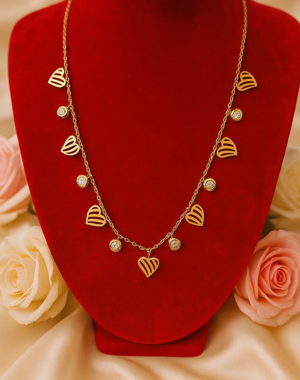 Stainless Steel Gold Necklace – Trending Heart Charm Chain for Women designed Isabel jewels