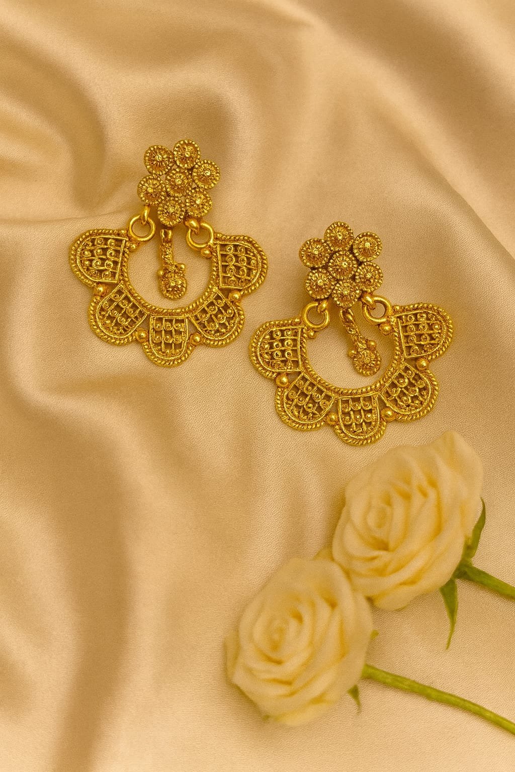 Traditional Gold-Plated Necklace & Chand Bali Earring Set – Bridal Temple Jewellery for Women designed Isabel jewels - Image 2