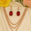Girls Red Crystal Necklace & Earring Set – Party Wear Fashion Jewelry for Kids / red , green, blue and maroon colours available / designed Isabel jewels
