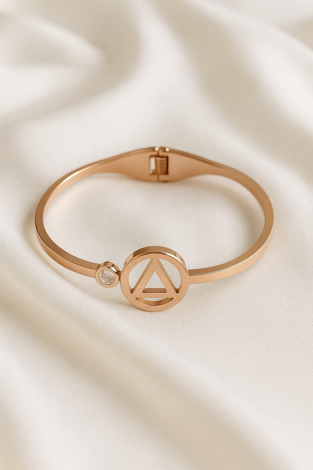 Trendy Stainless Steel Rose Gold Bracelet for Girls – Minimal Geometric Design(5cm diameter) designed Isabel jewels