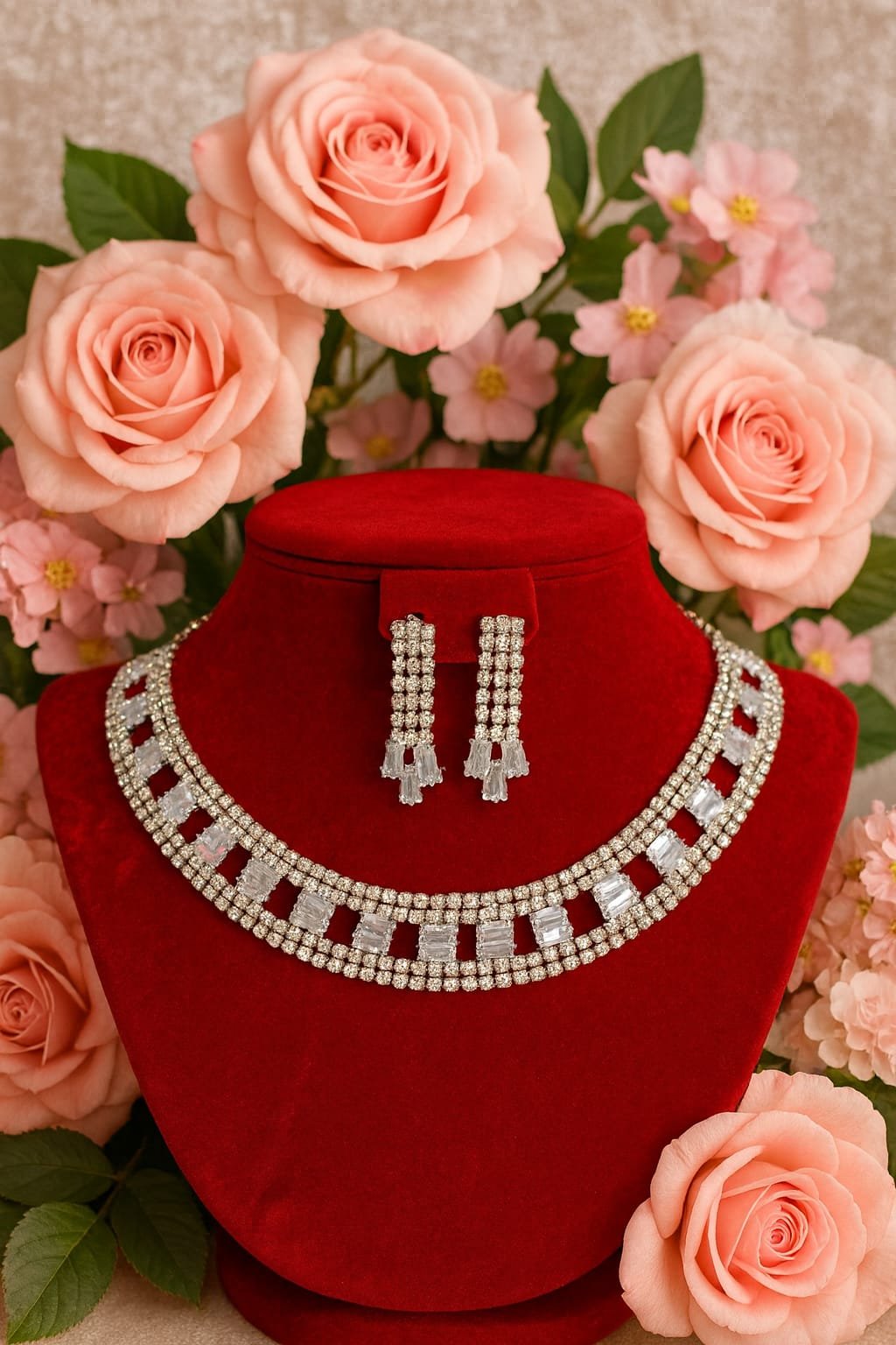 Girls Silver Crystal Necklace & Earring Set – Party Wear Princess Jewellery for Kids designed Isabel jewels