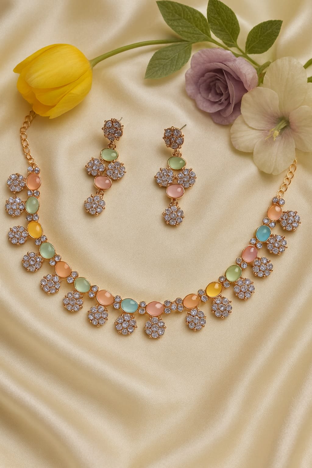 Elegant Gold-Tone Necklace & Earrings Set – Trending Party & Bridal Jewellery designed Isabel Jewels
