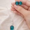 Emerald-Green Crystal Necklace & Stud Earrings Set for Women designed Isabel jewels