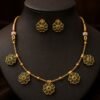Gold-Plated Green Stone Floral Necklace Set – Kundan Bridal & Party Wear Jewellery designed Isabel jewels