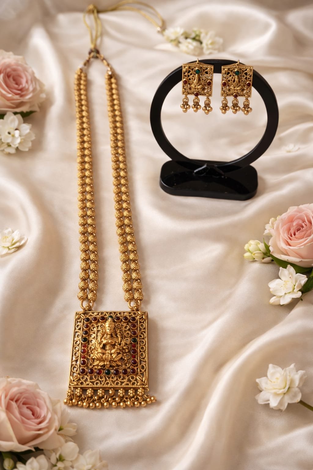 Temple Jewellery Long Necklace set designed Isabel Jewels