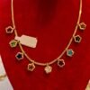 Gold Plated multicolour Flower Pendant Necklace designed Isabel Jewels