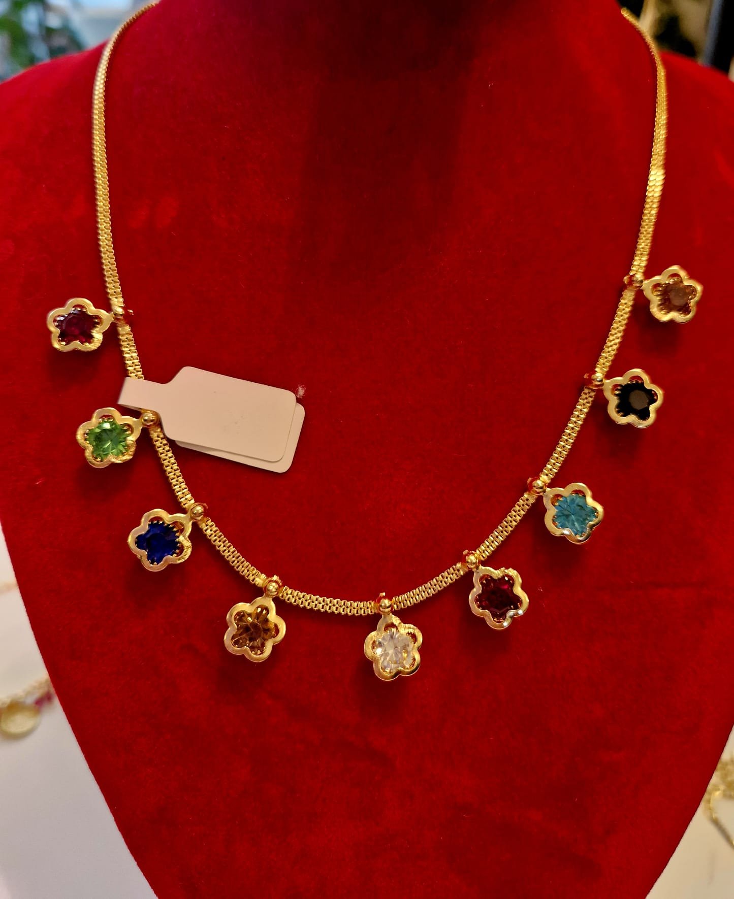 Gold Plated multicolour Flower Pendant Necklace designed Isabel Jewels