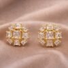 ✨ Gold Plated White Stone Stud Earrings | Elegant Cluster Jewellery designed Isabel Jewels ✨
