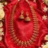 Traditional Palaka Necklace Set with Red Stones & Jhumka Earrings designed Isabel Jewels