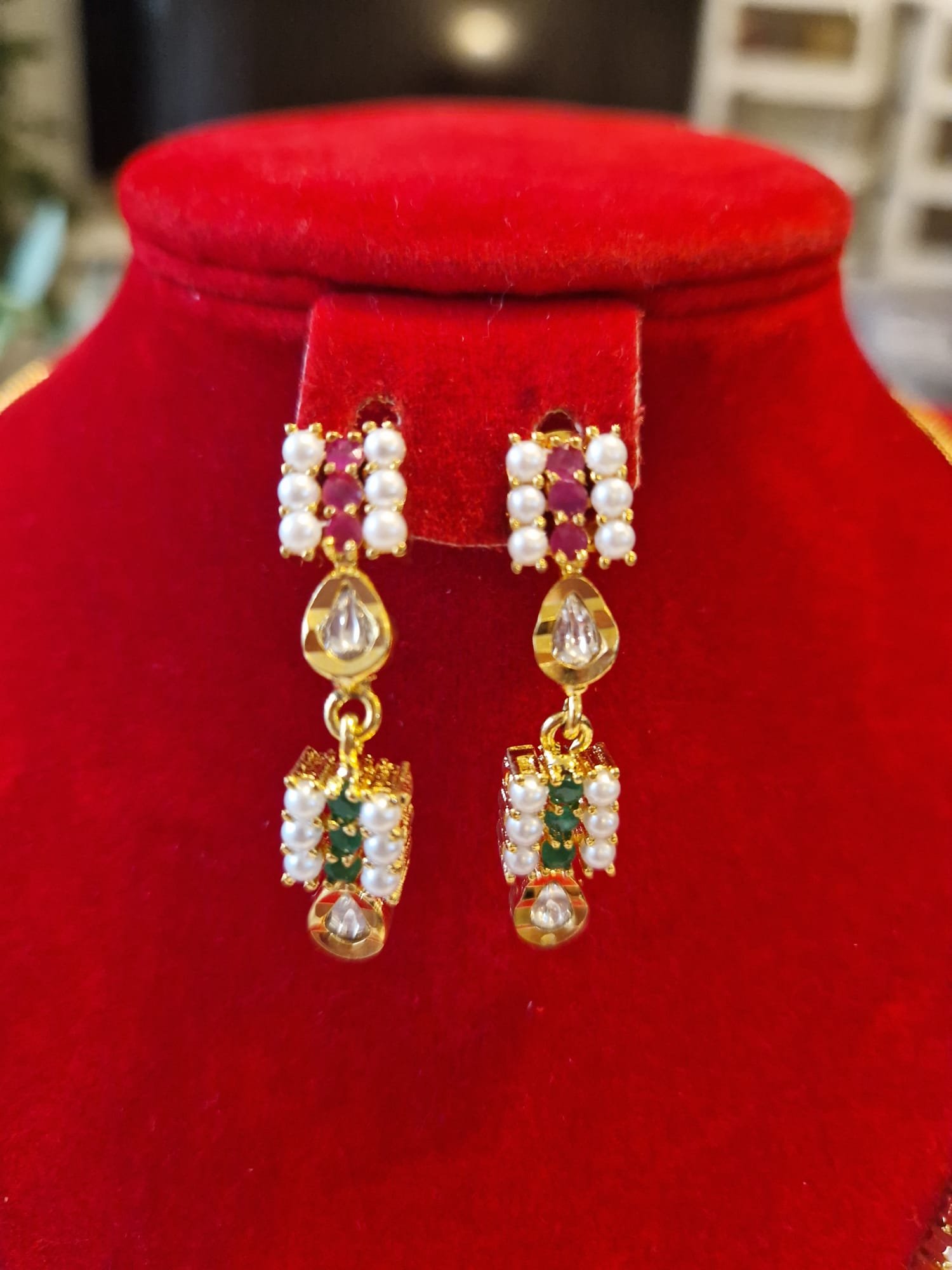 Traditional Pearl & Kundan Style Gold Necklace Set designed Isabel jewels - Image 2