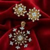 Snowflake Diamond Pendant & Earrings Set designed by Isabel Jewels