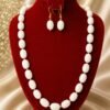 White Beaded Necklace & Earrings Set designed Isabel jewels
