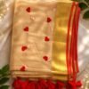 Heart Motif Mul Cotton Saree