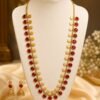 Elegant Ruby Stone Long Haram Necklace Set designed by Isabel Jewels