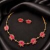 LOT04,Red Lotus Necklace Set from Isabel Jewels