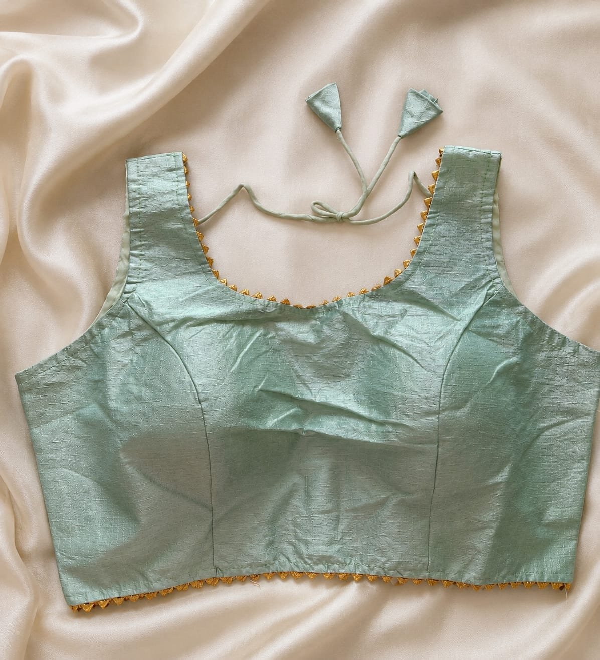 Pastel Green Silk Saree Blouse size 40 to 42
