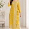 Mustard Chikankari Kurti top,  size 44 designed Isabel Jewels